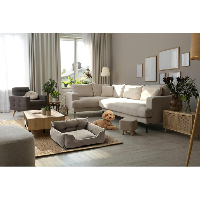 Ліжко для собак Benetton, коричневе, 90x70x28 см, ергономічне, знімний чохол