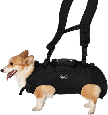 Сумка-переноска та повідок для собак, Wakytu, для маленьких собак (4-8 кг), чорний, регульовані ремені