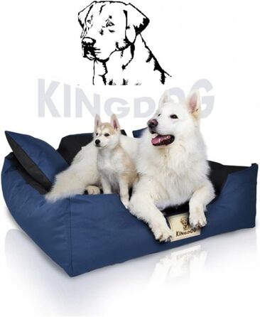 Ліжко для собак та котів KingDog з двома подушками, кошик для собак, ліжко для домашніх тварин, миється, водонепроникний PVC (XL 115x95см, Червоний)