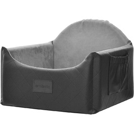 Автоматичний автокрісло для собак 2в1 | Універсальне миюче автокрісло для заднього та переднього сидіння | Лежанка для собак та котів | Чорний колір | Штучна шкіра, пухнастий плюш | 48 x 48 см