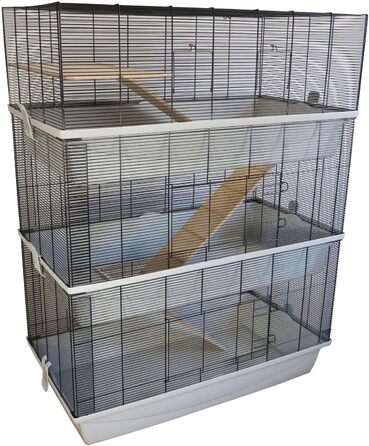 Клітка для гризунів PETGARD Carlos Sky XXL, 3-рівнева, 98x52x129 см, дерев'яні сходи, для кроликів, хом'яків, мишей