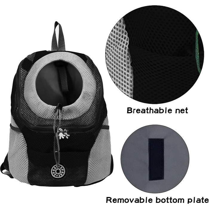 Рюкзак-переноска для собак і котів, чорний, до 10 кг, для подорожей та активного відпочинку