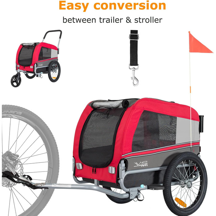 Універсальний візок-перевозник для собак Tiggo VS Pets Medium: 2-в-1 (велосипедний, буксирний)