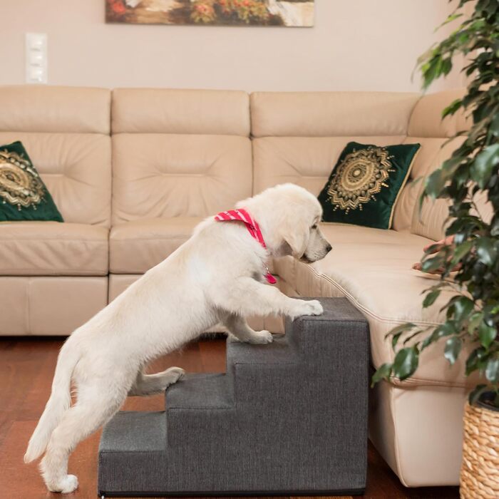 Східці для тварин Huastiertreppe: 4 сходинки, для собак та котів, допомога у підйомі, Graphit Inari, L - 40x60x40 см