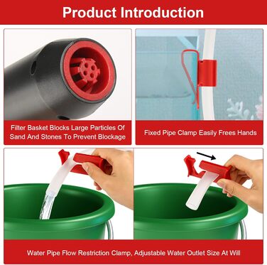 Набір для чищення акваріума GOSHIES 4-в-1: пилосос, фільтр, відсмоктувач ґрунту, набір для підміни води