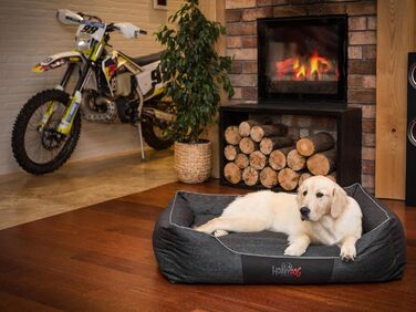 Крісло-ліжко для собак великих, середніх та маленьких порід - зручне ліжко для собак, сірого кольору, розмір L, 110 x 90 см, знімний та пральний чохол