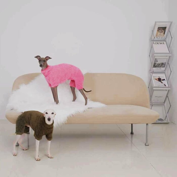 Теплий халат-комбінезон для собак з декором 