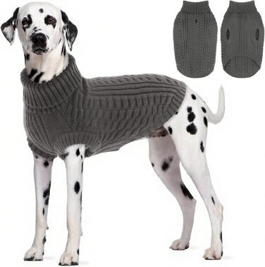 Теплий в'язаний светр для собак CITE TOILE | З м'якого флісу, з коміром-стійкою | Для маленьких та середніх собак | XL, сірий