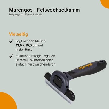 Гребінець для шерсті коня та собаки Marengos | Видаляє підшерсток та зимове хутро | Здорове шкірне покриття та блискуча шерсть | Гребінець для гриви коня | Допомога у линянні коней та собак | Аксесуари для коней