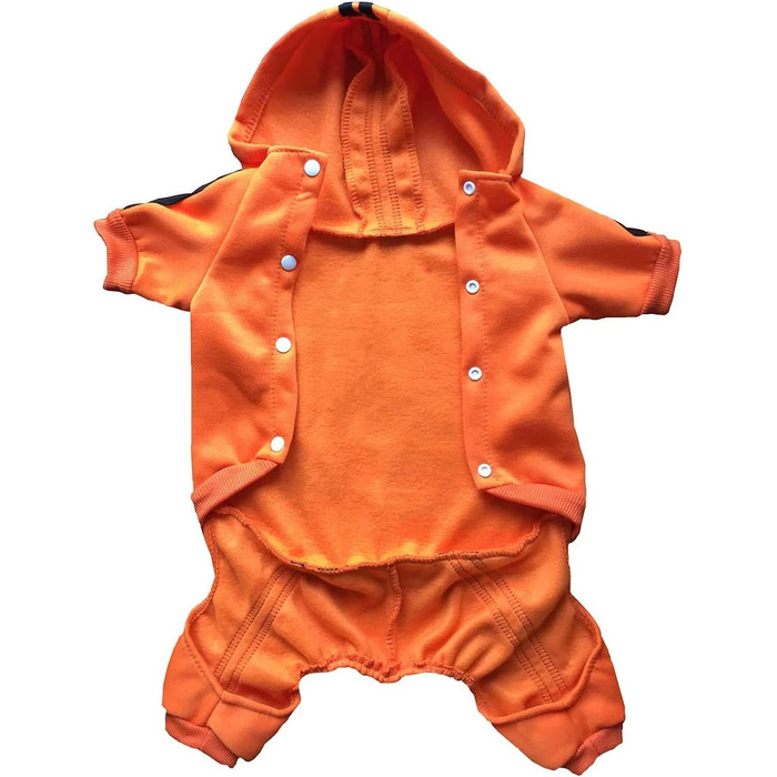 Теплий худі для собак на 4 лапи: бавовняна куртка-комбінезон для маленьких, середніх та великих собак та котів (S, помаранчевий)