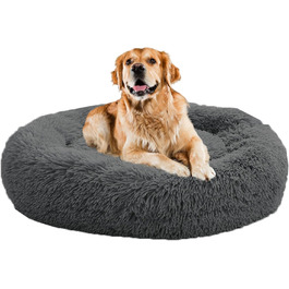 Кругле лежанка-гніздечко для собак та котів, 80 см, сірий колір, плюшевий, миючий, для дрібних та середніх порід