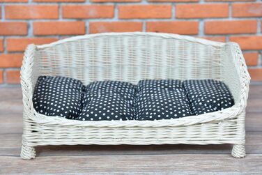 Корзина-ліжко для собак та котів з плетіння лози з м'яким лежаком (74x52x39 см, чорний)