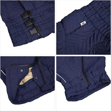 Водонепроникний теплий зимовий одяг для собак - тепла жилетка для собак з подвійним шаром, відбиваючими елементами, для активного відпочинку на вулиці, Gray XXL 2XL (back 19'), Marineblau 3XL (back 22')