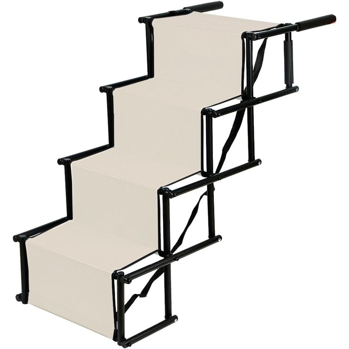 Сходинки для собак - 4 сходинки, портативна рамка для собак у машину, диван або ліжко, антиковзаюча, вантажопідйомність до 75 кг (Бежевий)