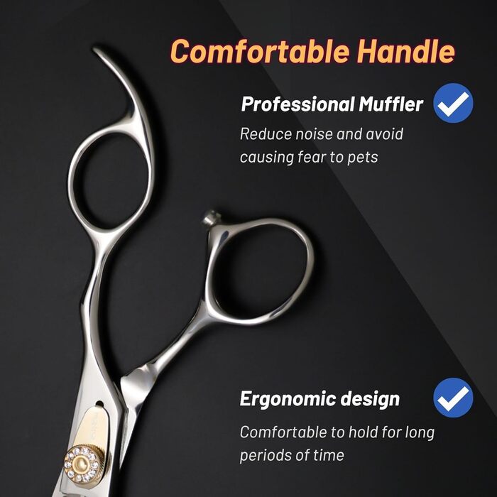 Набір професійних ножиць для грумінгу домашніх тварин 7 дюймів: ножиці для стрижки та ножиці-розріджувачі з 18 зубцями для догляду за собаками, коефіцієнт розрідження 45%