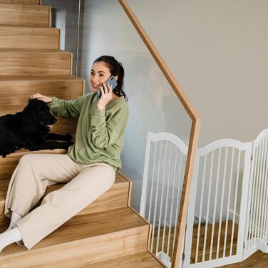 Захисне ворота Relaxdays для собак, 92x154 см, 3 елементи, білий, розкладне