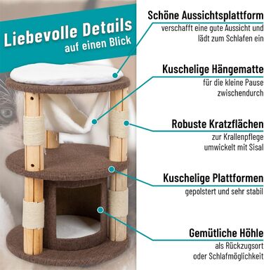 Котячий будиночок VOSS.PET Milo 70см - преміум когтеточка з платформою, гамаком та печерею