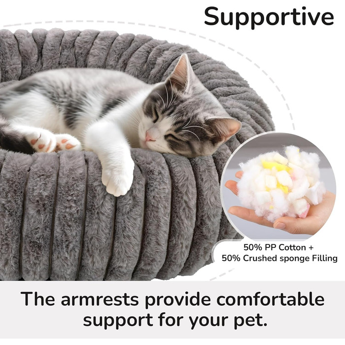 Килимок для кота, Круглий лежак для тварин, Лежанка для собак, М'який, Миючий, з антиковзким дном (Сірий, 50 x 50 см)
