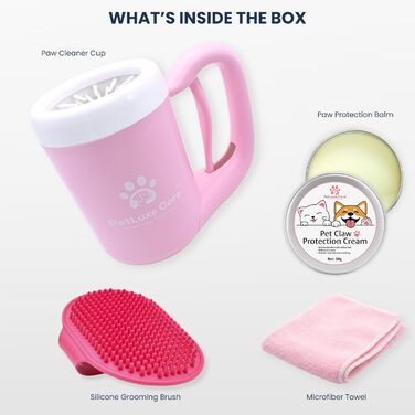 Очисник лап для собак - напівавтоматичний, з м'якими силіконовими щетинками, No Mess Paw Cleaner Cup для собак середніх та малих порід, рушник у комплекті, рожевий, Medium