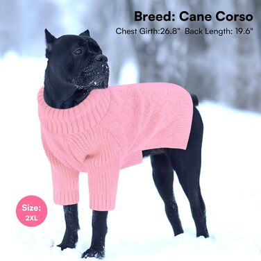 Светр для собак SUNFURA, XL, для великих собак, теплий зимовий светр, для дівчаток та хлопчиків, в'язаний одяг для домашніх тварин, осінній світшот для пітбулів, лабрадорів (рожевий)