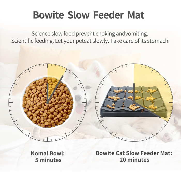 Килимок для повільного годування Hund & Katze Bowite Silikon з присосками для котів та маленьких собак (сірий)