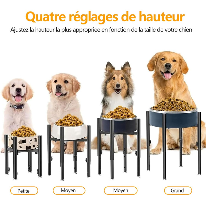 Підвищена підставка для миски для собак, регульована, висота 15-28 см, 4 положення, кріплення для годівниці для собак, для великих, середніх та малих собак