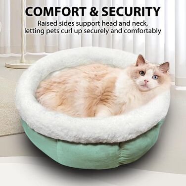 Кругле ліжко для котів та собак, 50x50x20 см, м'яке, зелене, для маленьких тварин