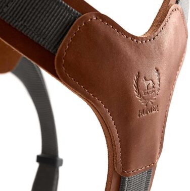 Нашийник для собак HUNTER AALBORG MIXED, колір: коньяк/сірий, шкіра/нейлон, 5-рівневе регулювання, легкий, з пластиковими пряжками, Made in Germany, розмір M