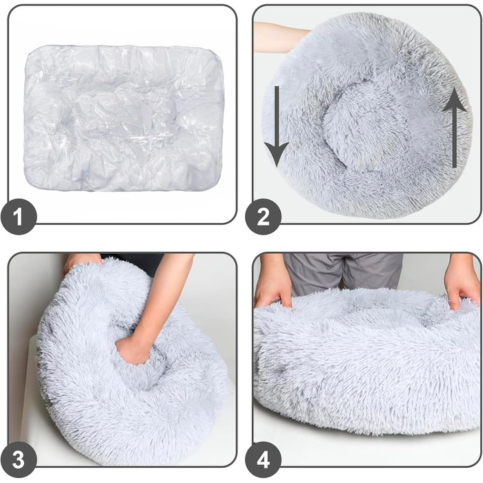 Крісло-лежанка для собак великих та середніх порід, 60 см Ø - м'яке та дихаюче лежанка з антиковзною основою та піднятим бортиком, темно-сірий колір, розмір 60 x 60 x 18 см