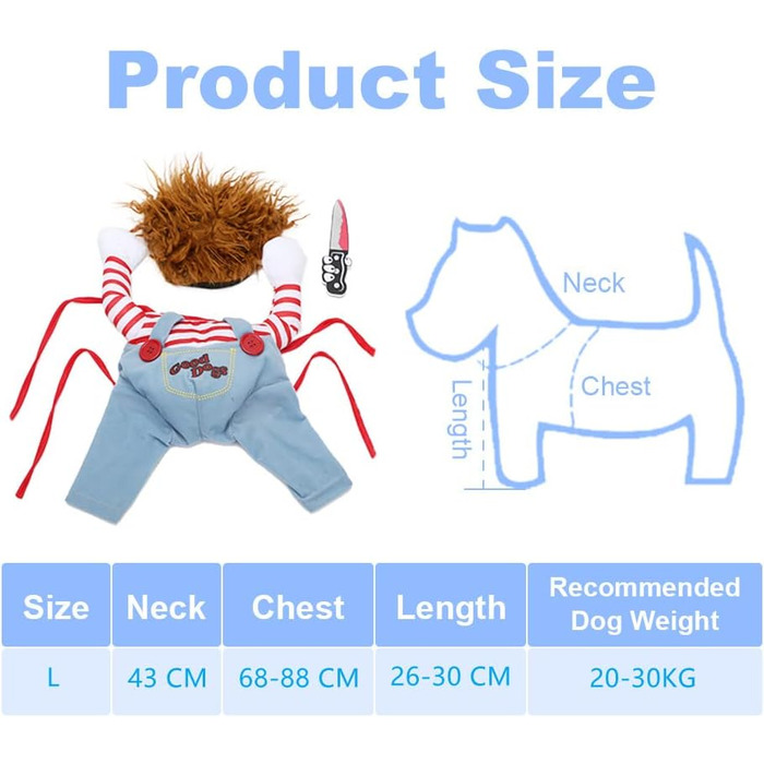 Костюм на Хелловін для собак, карнавальний костюм для домашніх тварин, вечірній набір для рольових ігор, веселий костюм для собак, червоний (L)