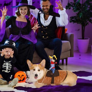 Костюм для собак T2Y Cowboy Rider: костюм лицаря з манекеном та капелюхом для Хелловіна, розмір S