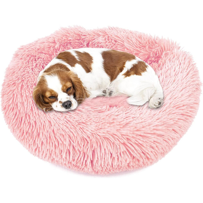 М'яке ліжко для собак та котів Donut 50см - рожеве, для маленьких та середніх порід