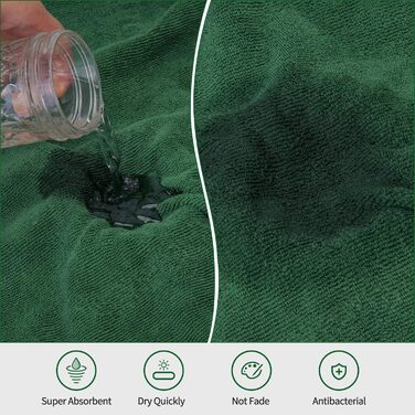Рушник для собак PETTOM з мікрофібри, швидковисихаючий, бавовняний, супер-поглинаючий, для великих, середніх та маленьких собак (M, Зелений) M Темно-зелений