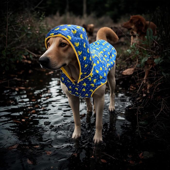 Водонепроникний дощовик для собак - двосторонній, з капюшоном та світловідбивачами (XL, жовтий)