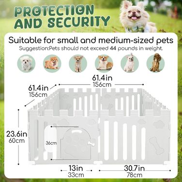 Клітка-манеж для собак і цуценят, 6-панельна, внутрішня, з дверцятами, біла (156 x 78 x 60 см)