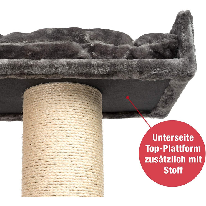 Дряпак для великих котів JAMAXX Premium XXL 155 см, товстий стовп 20 см, міцна основа 4 см, м'який плюш, сірий