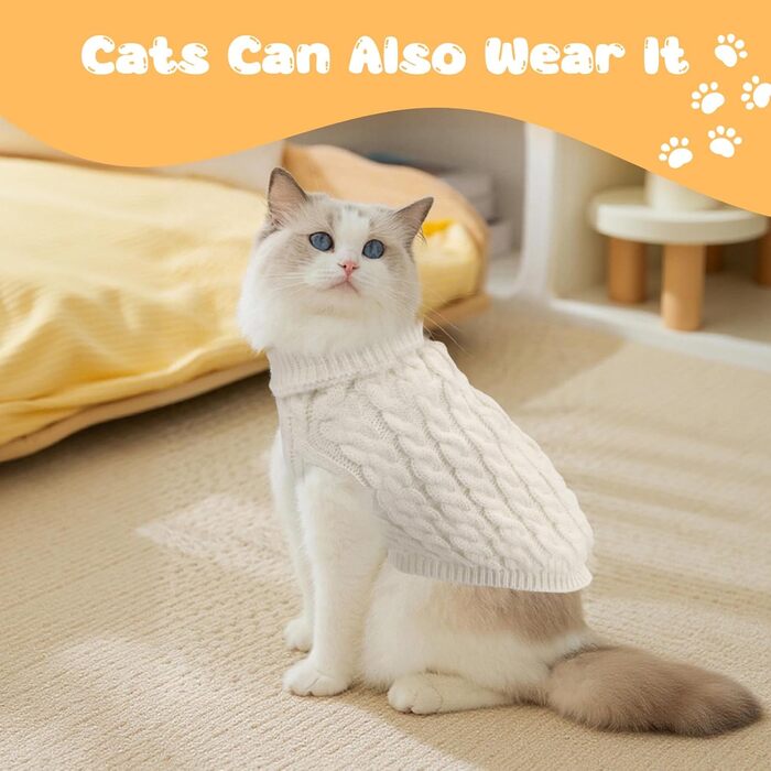 Теплий пуловер для собак маленьких порід (білий + червоний, 2 шт., M)