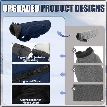 Зимовий теплий халат для собак EMUST, флісова підкладка, для холодної погоди, тепла куртка для собак, розмір XXXL, темно-синій