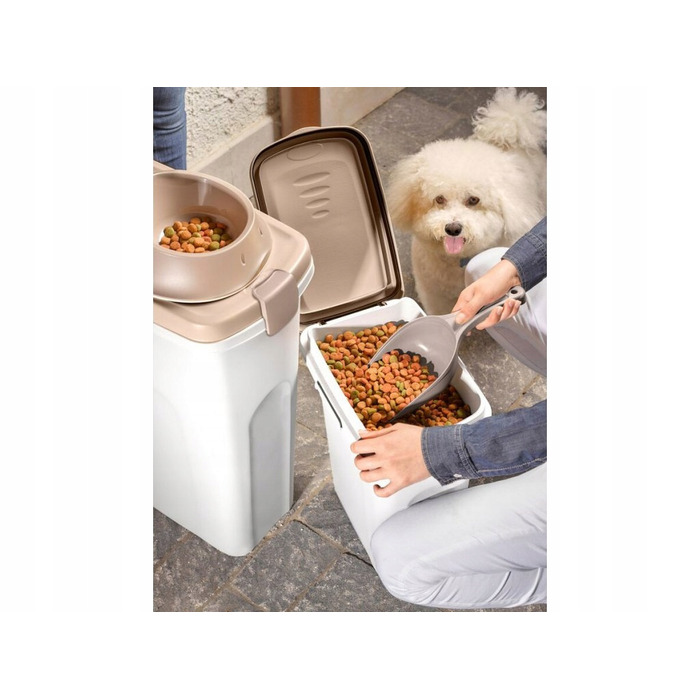 Контейнер для корму для собак Zolux, 40 л, 45x27x61 см, колір білий/світло-коричневий