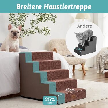 Сходинка для собак COZY KISS - для маленьких собак та котів, з нековзким покриттям, з високощільну шару, для ліжка, дивану, авто (Чорний & Білий, 7x0x60см, Шоколадний, 5, 75x50x60см)