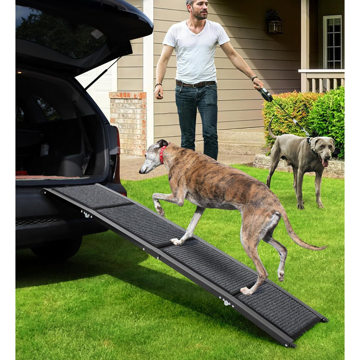 Рампа для собак, 170 см, складана, з антиковзким покриттям, для собак середніх та великих порід (до 113.4 кг), легка та портативна, 160x44 см