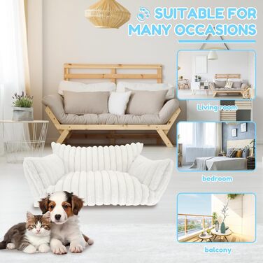 М'яке ліжко для котів та собак: зручне диван-лежанка з фетру, неслизьке дно, легко миється (білий)