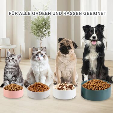 Керамічна миска для собак, годівниця для собак - неслизька миска для собак маленьких та середніх порід, миска для води для великих котів - керамічна миска для корму та води - 15 см - 320 г / 720 мл - біла