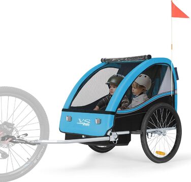 Дитячий причіп Tiggo VS 2 в 1 для велосипеда з функцією коляски та бегуном, блакитний