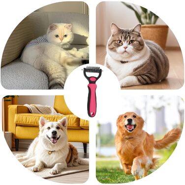 Щітка для видалення ковтунів у котів та собак, двостороння, для грумінгу, довговолої шерсті (сталевий гребінь)