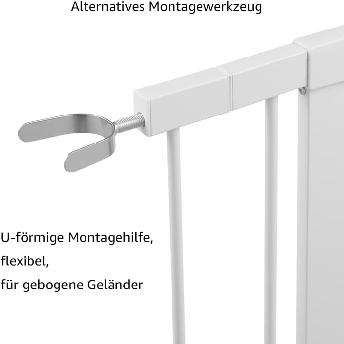 Ворота для собак Unipaws: прозорі, без свердління, ширина 74-109 см, для дверних прорізів та сходів, білий колір