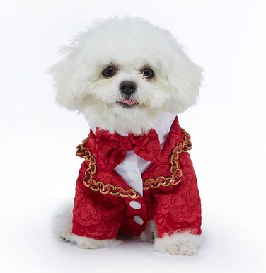 Елегантний костюм для собак - смокінг для маленьких та середніх собак, коричневий, з краваткою, для вечірок, свят, днів народжень, розмір L (довжина спини 34 см)