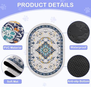 Килимок для котячого туалету Bienbee Katzentoilettenmatte, великий розмір, 101,6 x 76,2 см, з антиковзним шаром, легко миється, аксесуар для дому, синій, XL