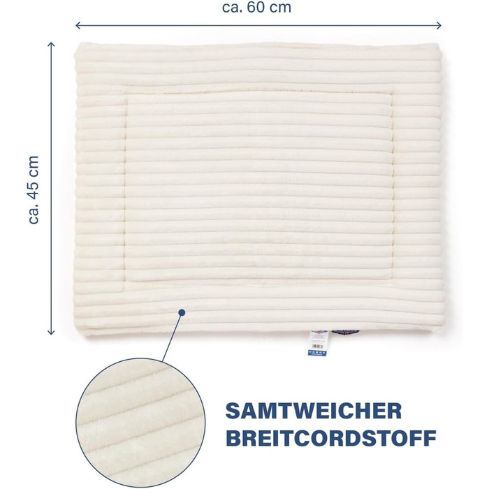 Wallace & Jones Лежанка для собак маленьких порід, 60 x 45 см, Cardi, лежанка для собак, лежанка з м'якого корду, бежева