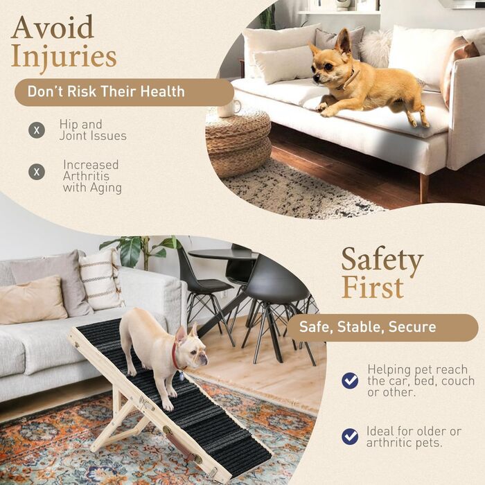Сходинки для собак TOOSOAR: дерев'яна рампа для маленьких собак, для підйому на диван, ліжко, в автомобіль